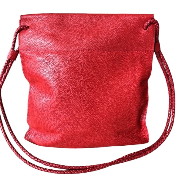 Falor Le Borse Italian Red Pebbled Leather Envelope Shoulder Bag Hobo Satchel - Picture 6 of 16